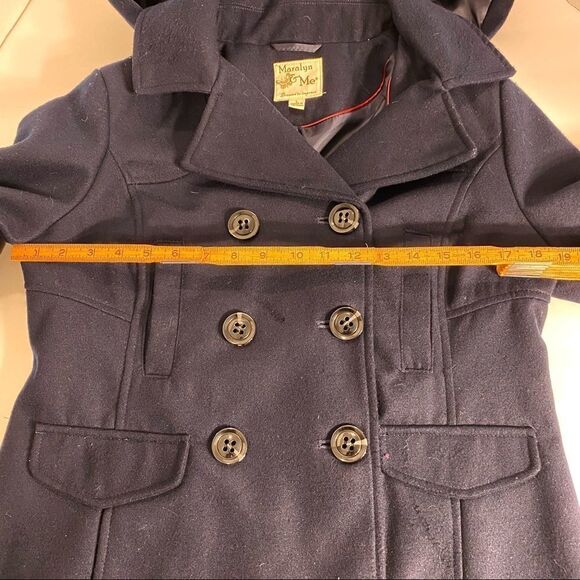 NEW Pea Coat Maralyn & Me Navy Hooded Juniors Size Large - Picture 13 of 16